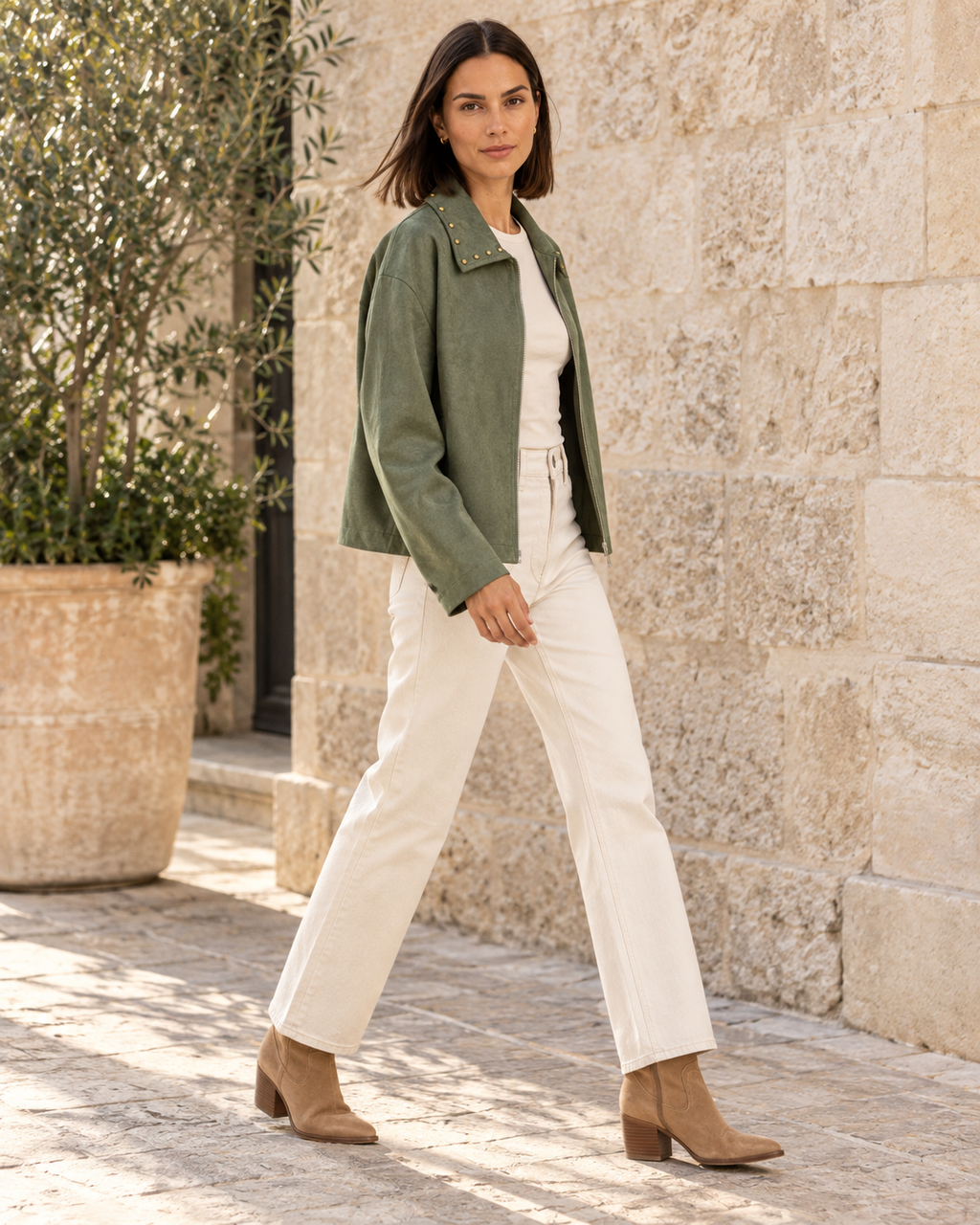 BIKER ANTELINA TACHUELAS-KHAKI