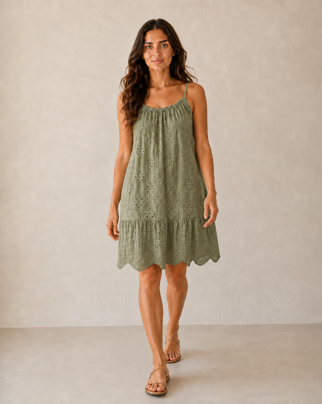 VESTIDO TROQUELADO-KHAKI