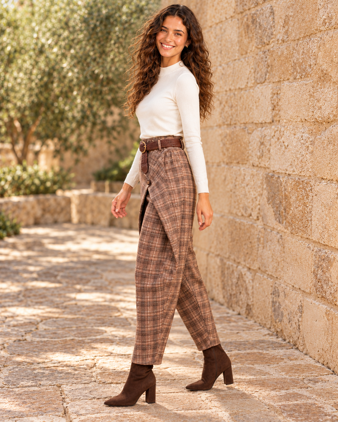 PANTALÓN CUADROS-MARRÓN