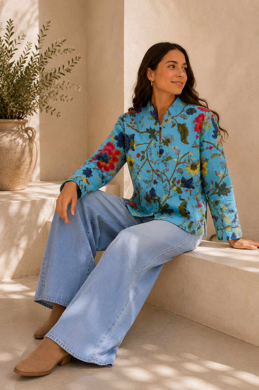 CHAQUETA ESTAMPADA AZUL