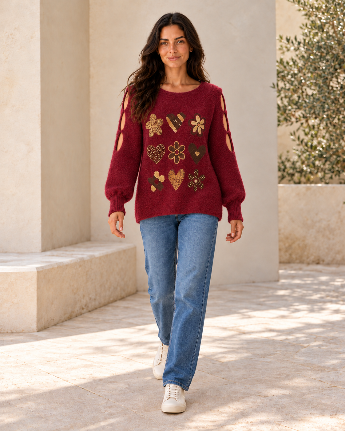 JERSEY LOVE FLOWERS-GRANATE