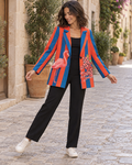 BLAZER RAYAS AZUL/NARANJA