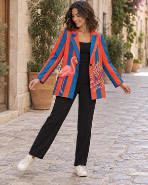 BLAZER RAYAS AZUL/NARANJA