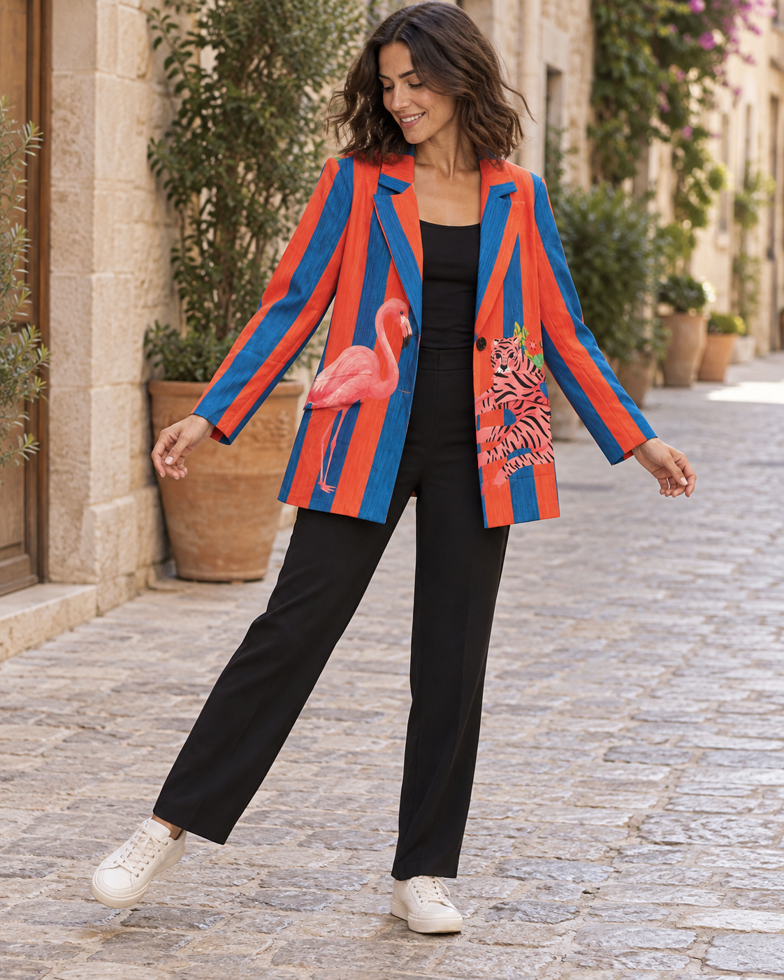 BLAZER RAYAS AZUL/NARANJA