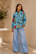 CHAQUETA ESTAMPADA AZUL