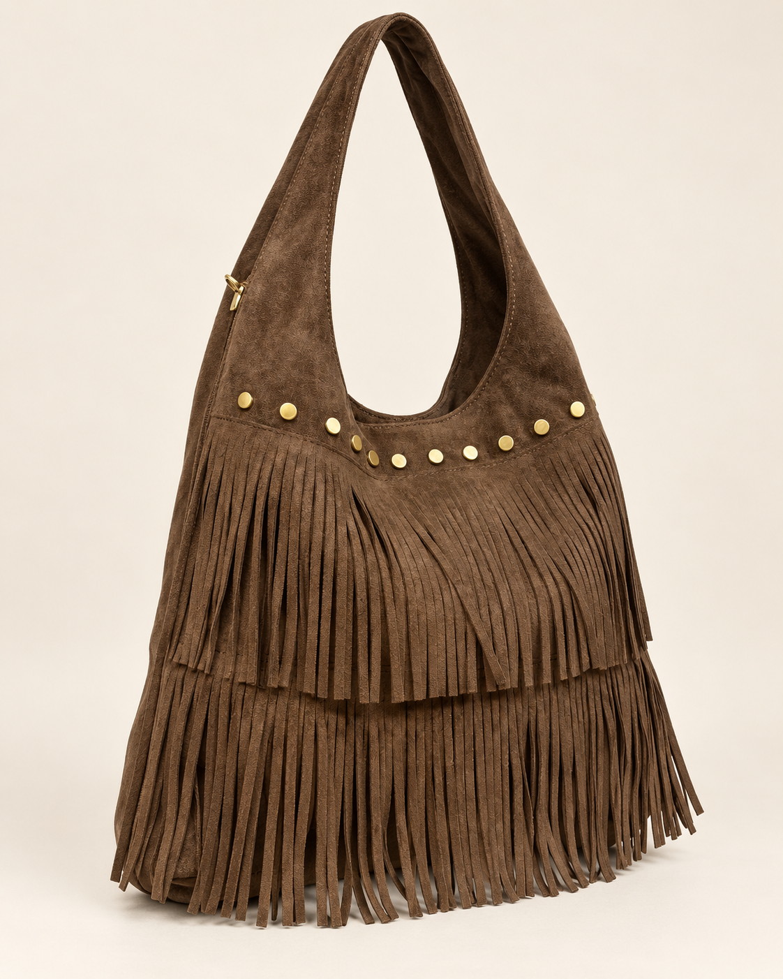 BOLSO SERRAJE-FLECOS Y TACHUELAS/MARRÓN