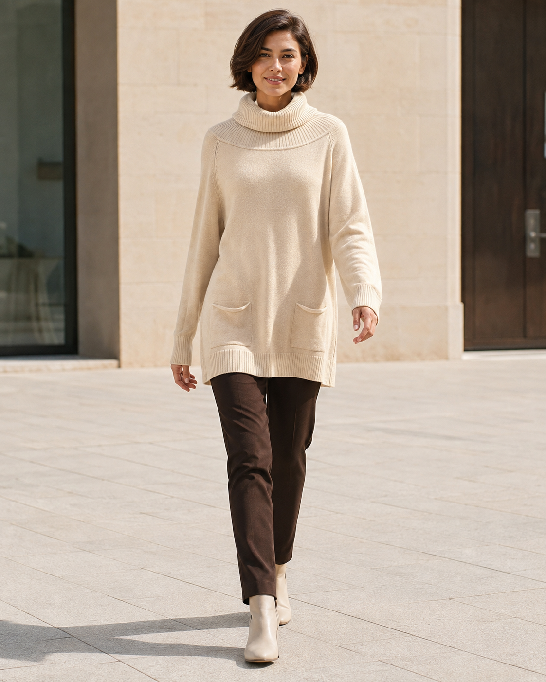 MAXI -JERSEY BOLSILLOS-BEIGE