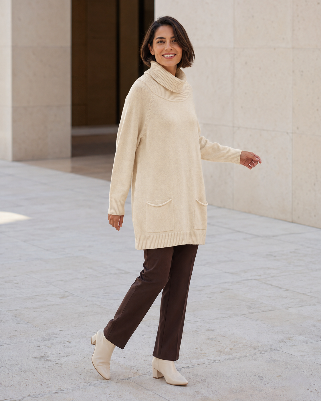 MAXI -JERSEY BOLSILLOS-BEIGE