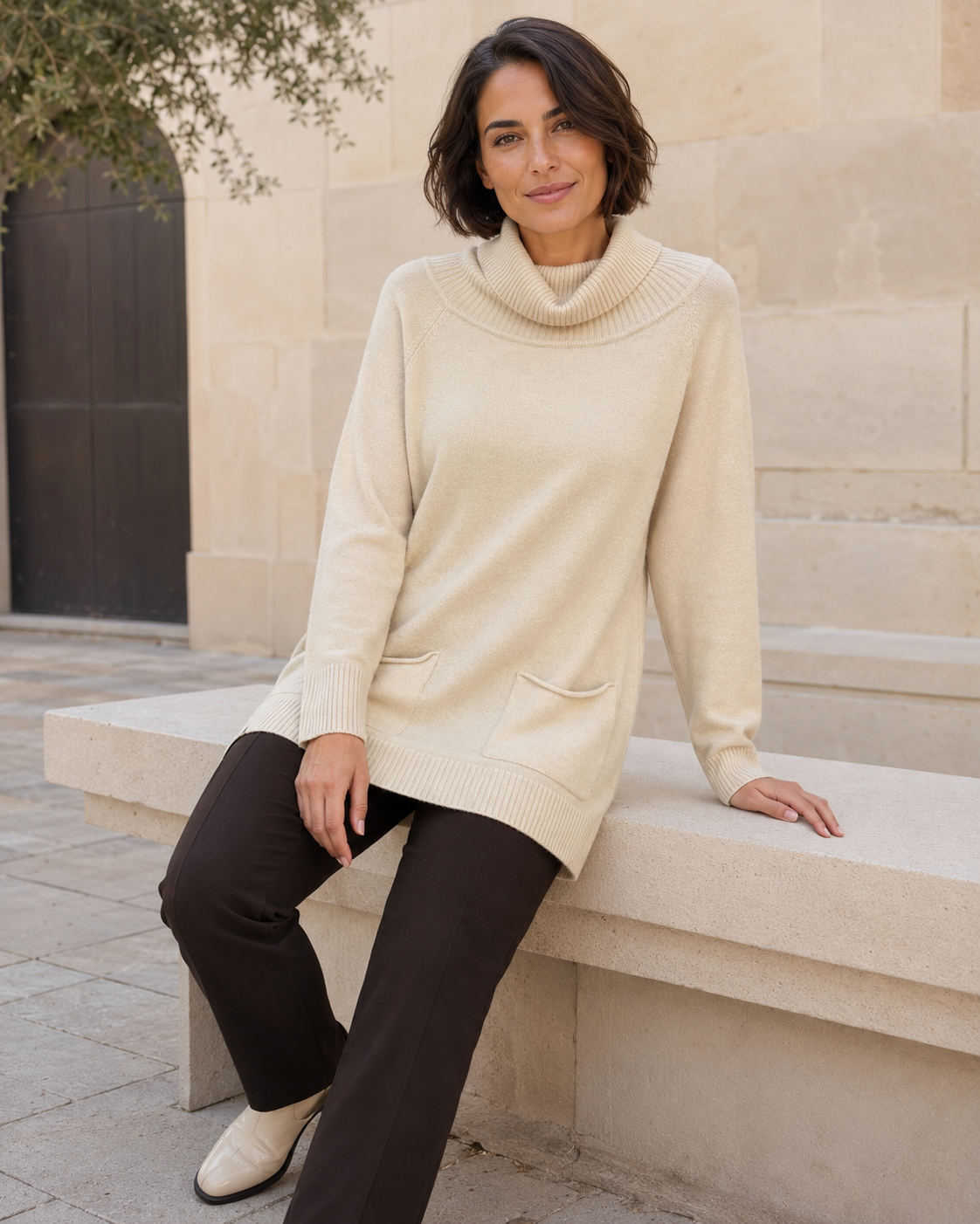 MAXI -JERSEY BOLSILLOS-BEIGE