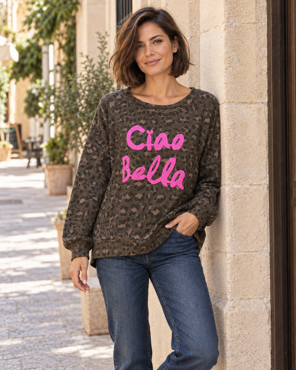 SUDADERA ANIMAL PRINT CIAO BELLA-OSCURA