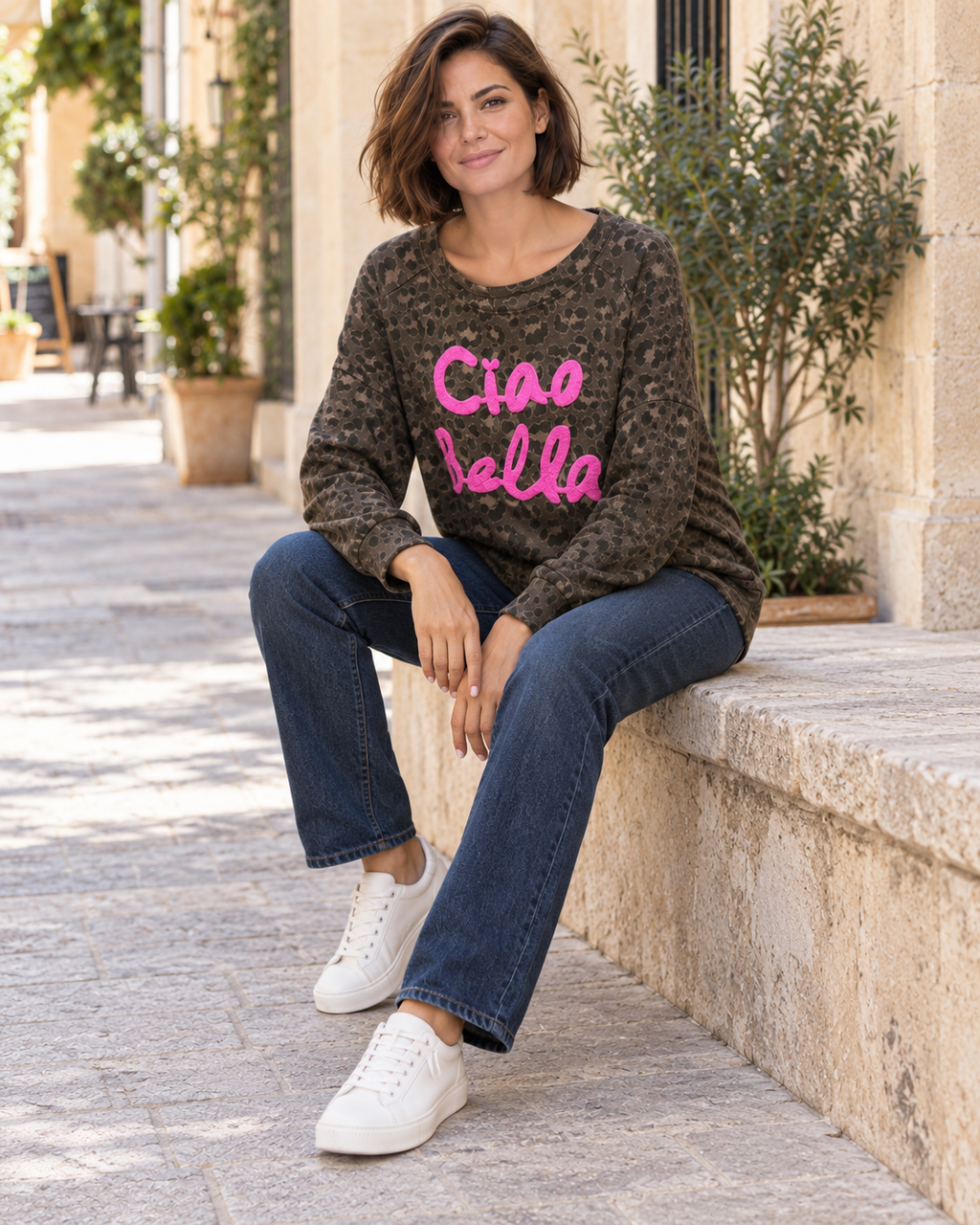 SUDADERA ANIMAL PRINT CIAO BELLA-OSCURA