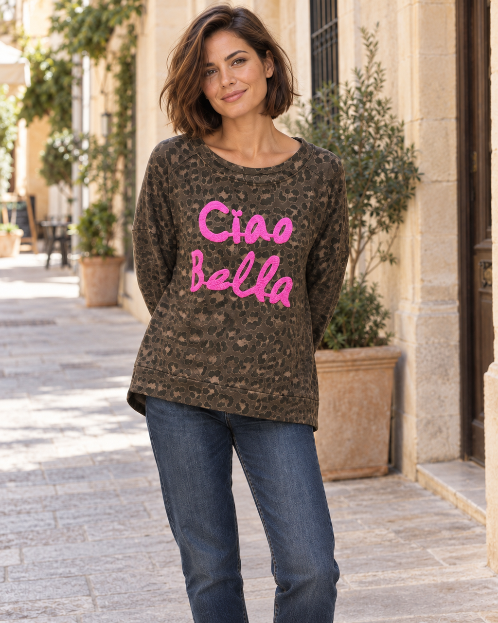SUDADERA ANIMAL PRINT CIAO BELLA-OSCURA