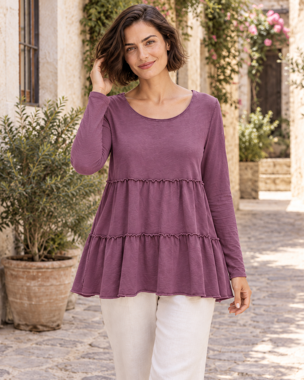 CAMISETA ALGODÓN FRANJAS- BUGANVILLA