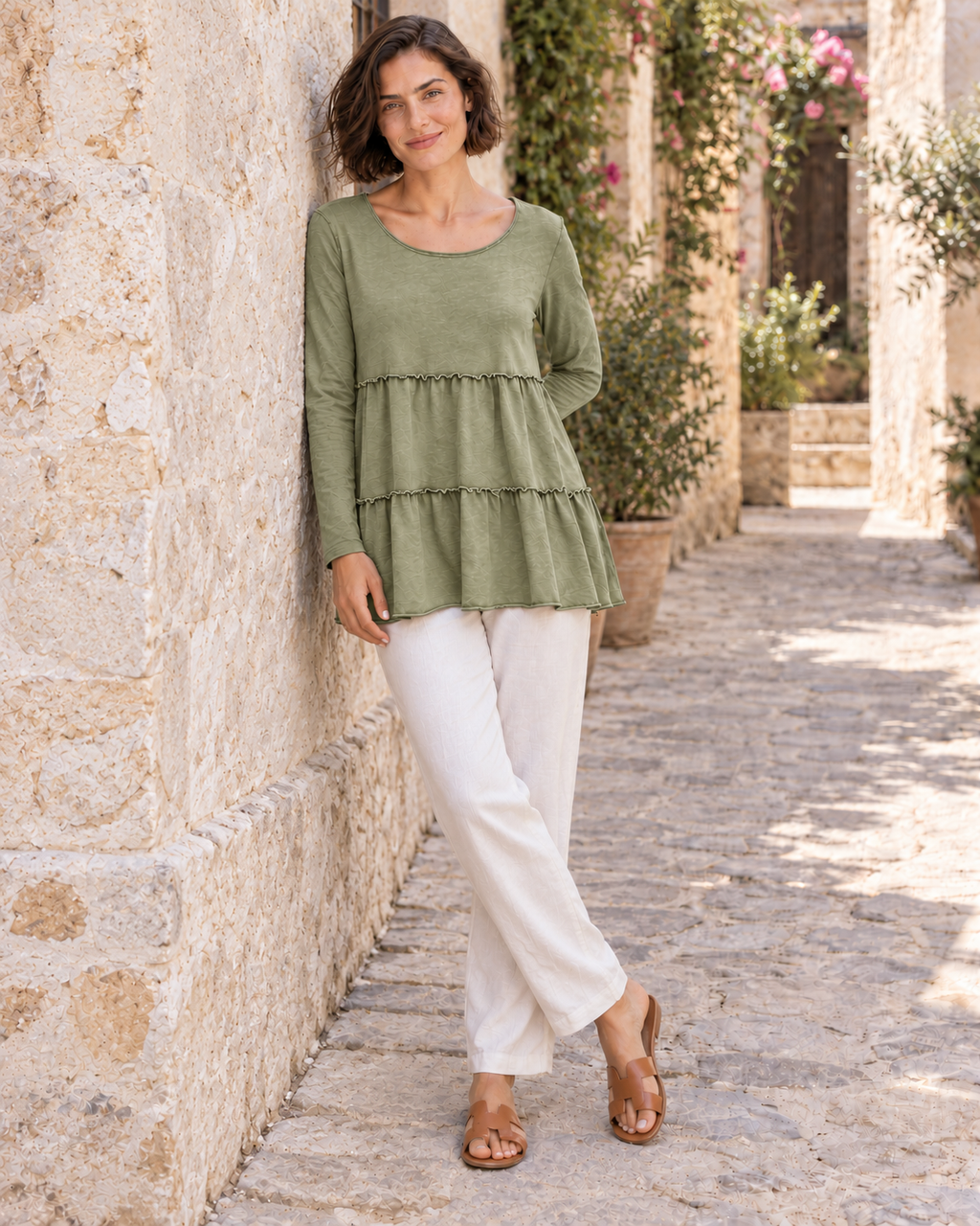 CAMISETA ALGODÓN FRANJAS- KHAKI