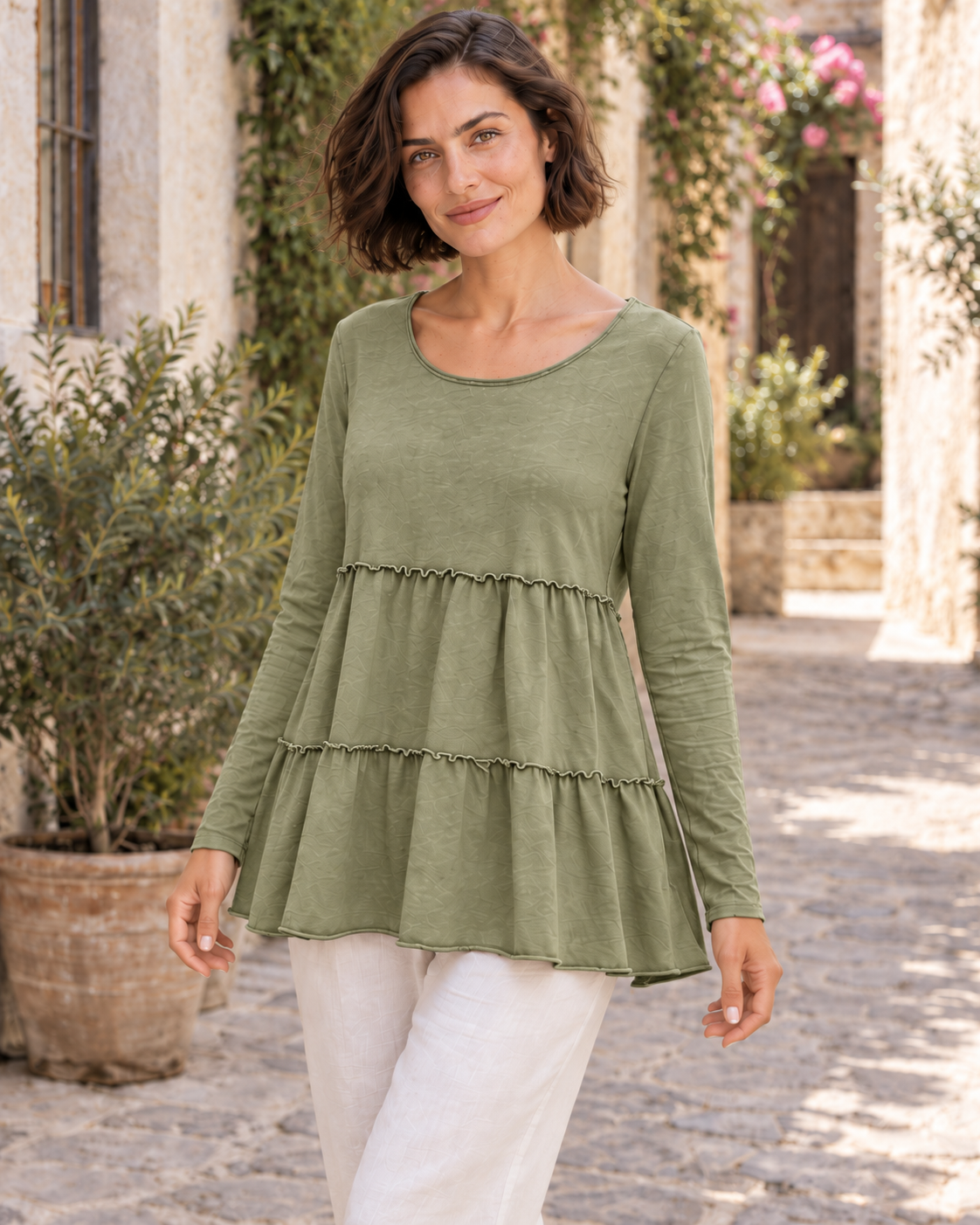 CAMISETA ALGODÓN FRANJAS- KHAKI