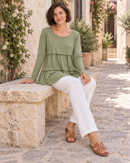 CAMISETA ALGODÓN FRANJAS- KHAKI