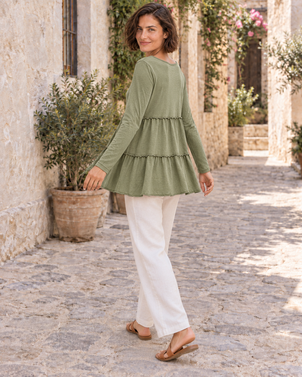 CAMISETA ALGODÓN FRANJAS- KHAKI
