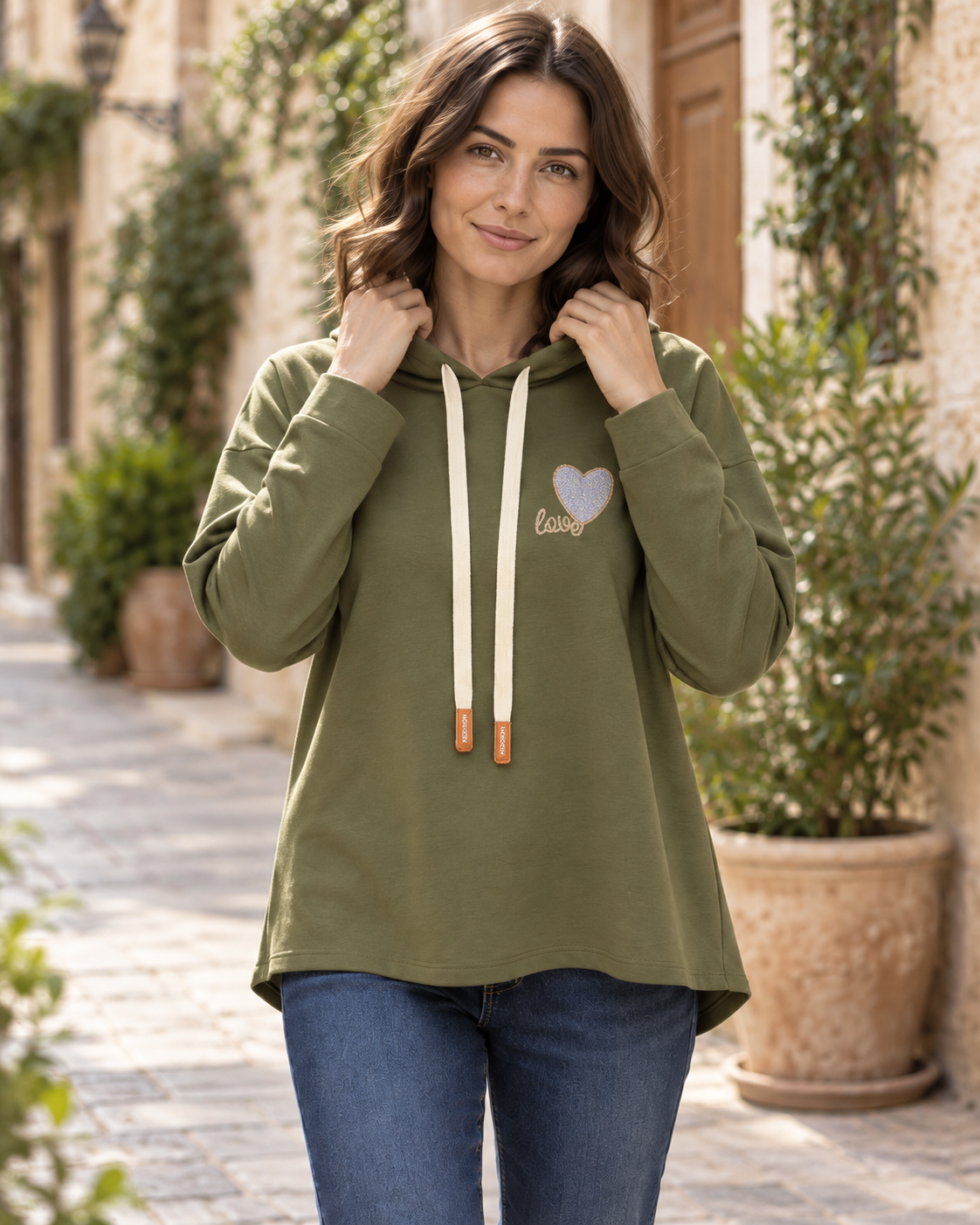 SUDADERA CORAZÓN VAQ-KHAKI