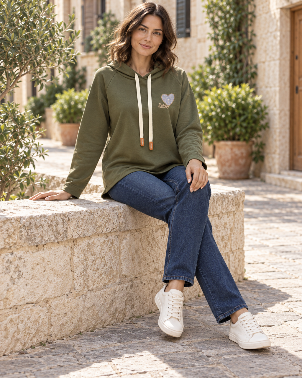 SUDADERA CORAZÓN VAQ-KHAKI