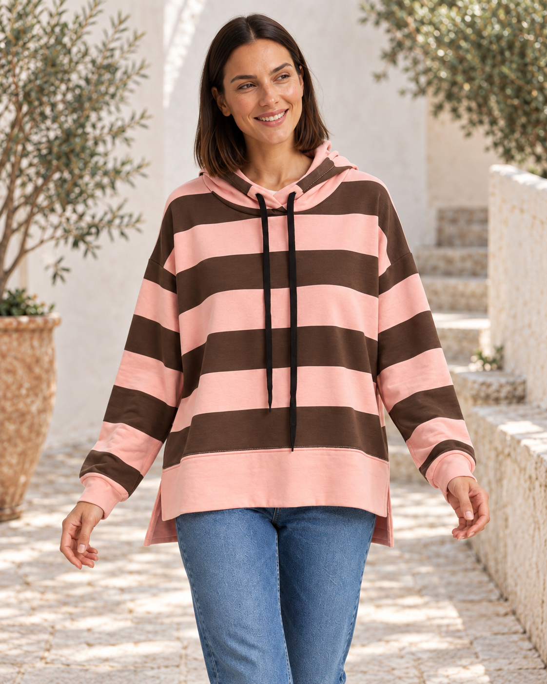 SUDADERA AZARO CAP-ROSA