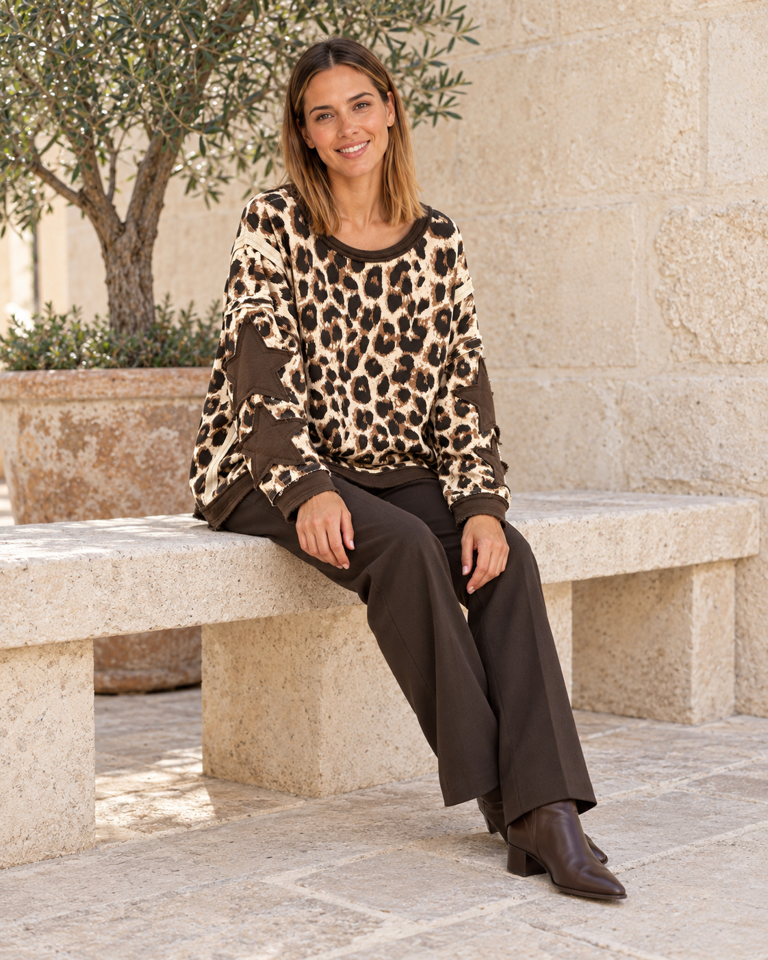 MAXI SUDADERA STARS-BEIGE