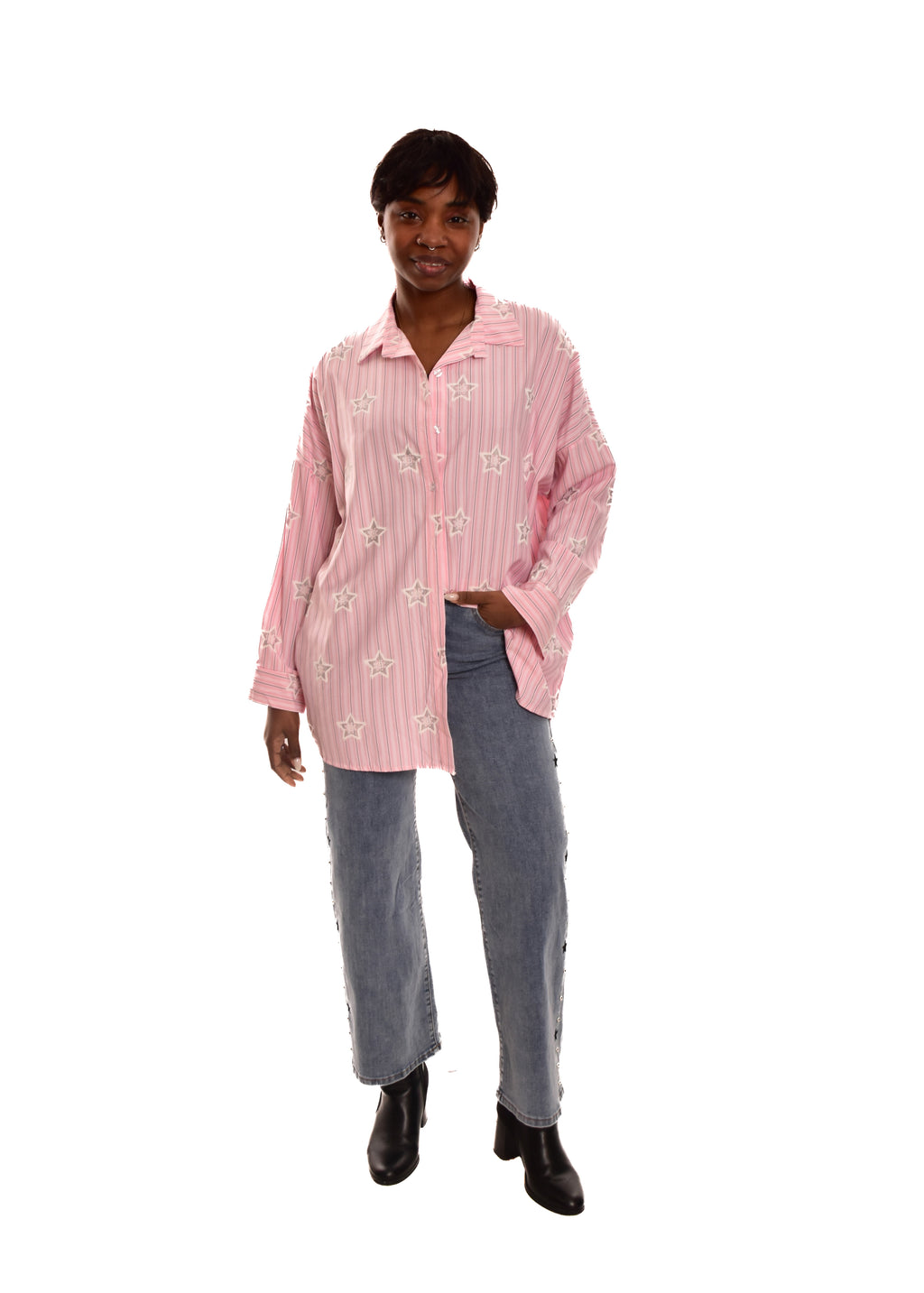 BLUSA ROSA ESTRELLAS