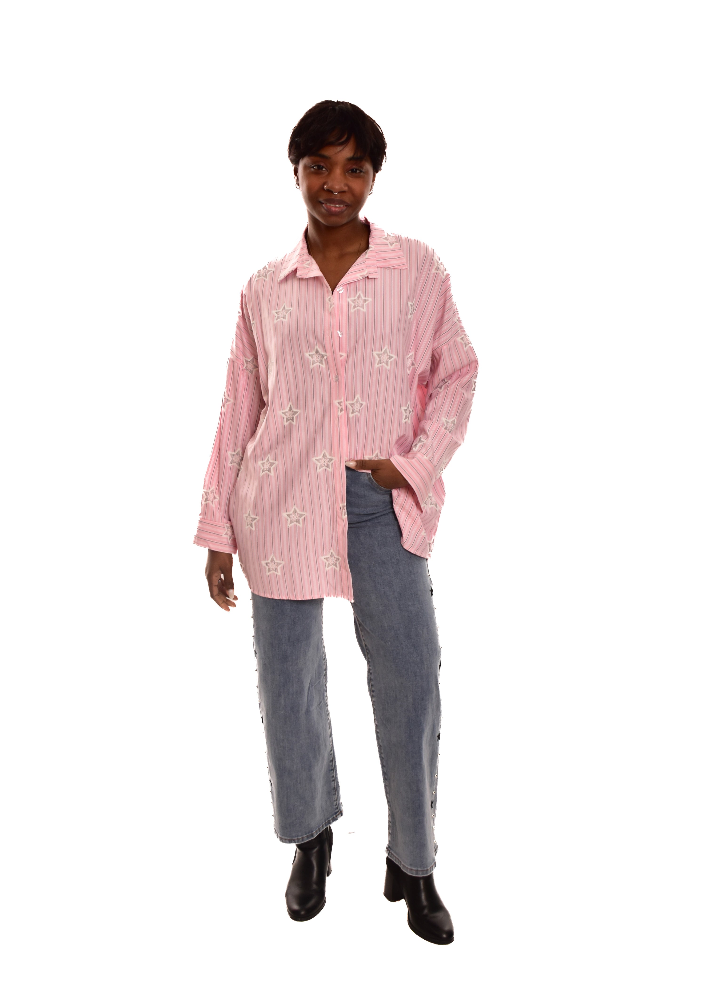 BLUSA ROSA ESTRELLAS