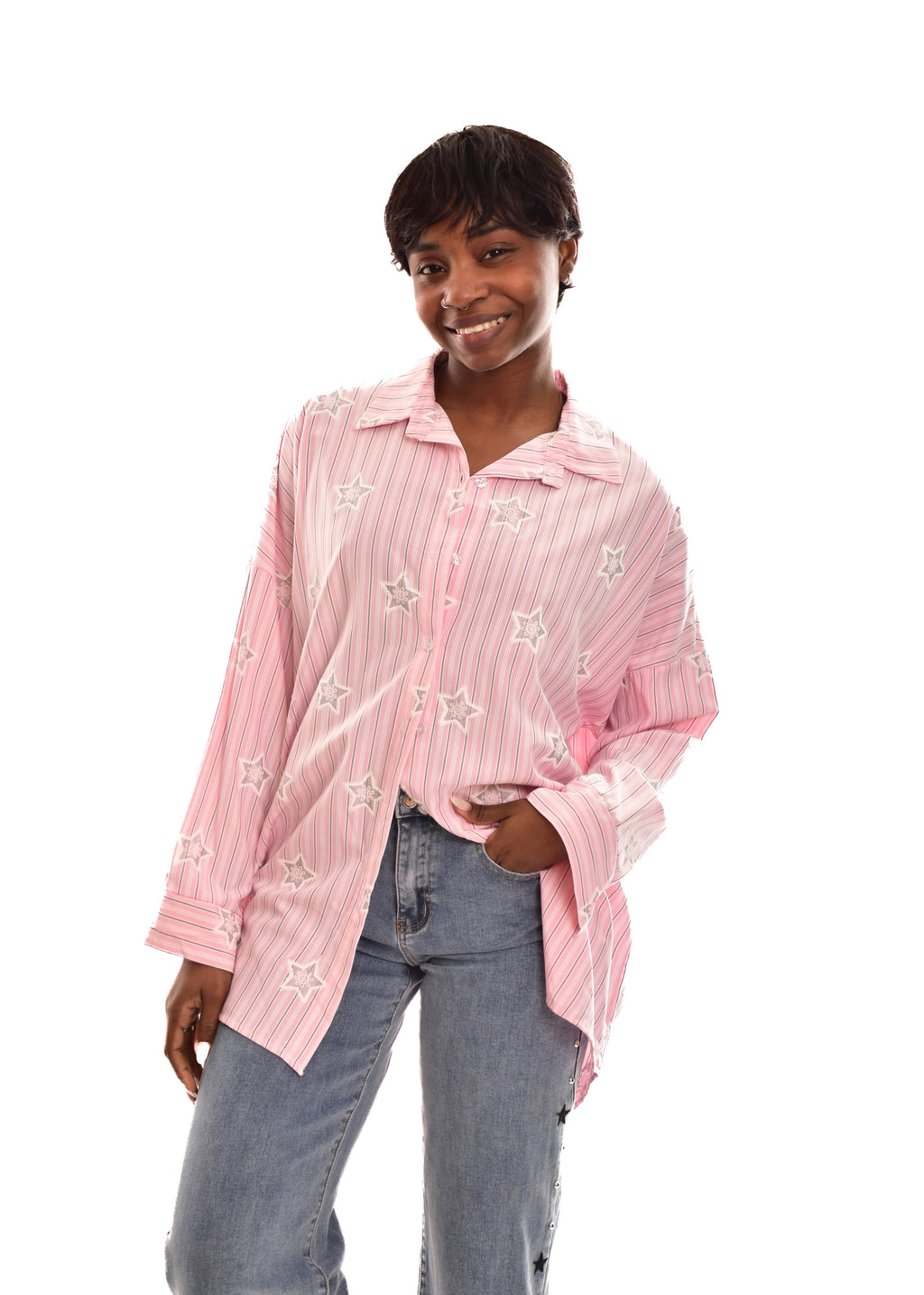 BLUSA ROSA ESTRELLAS