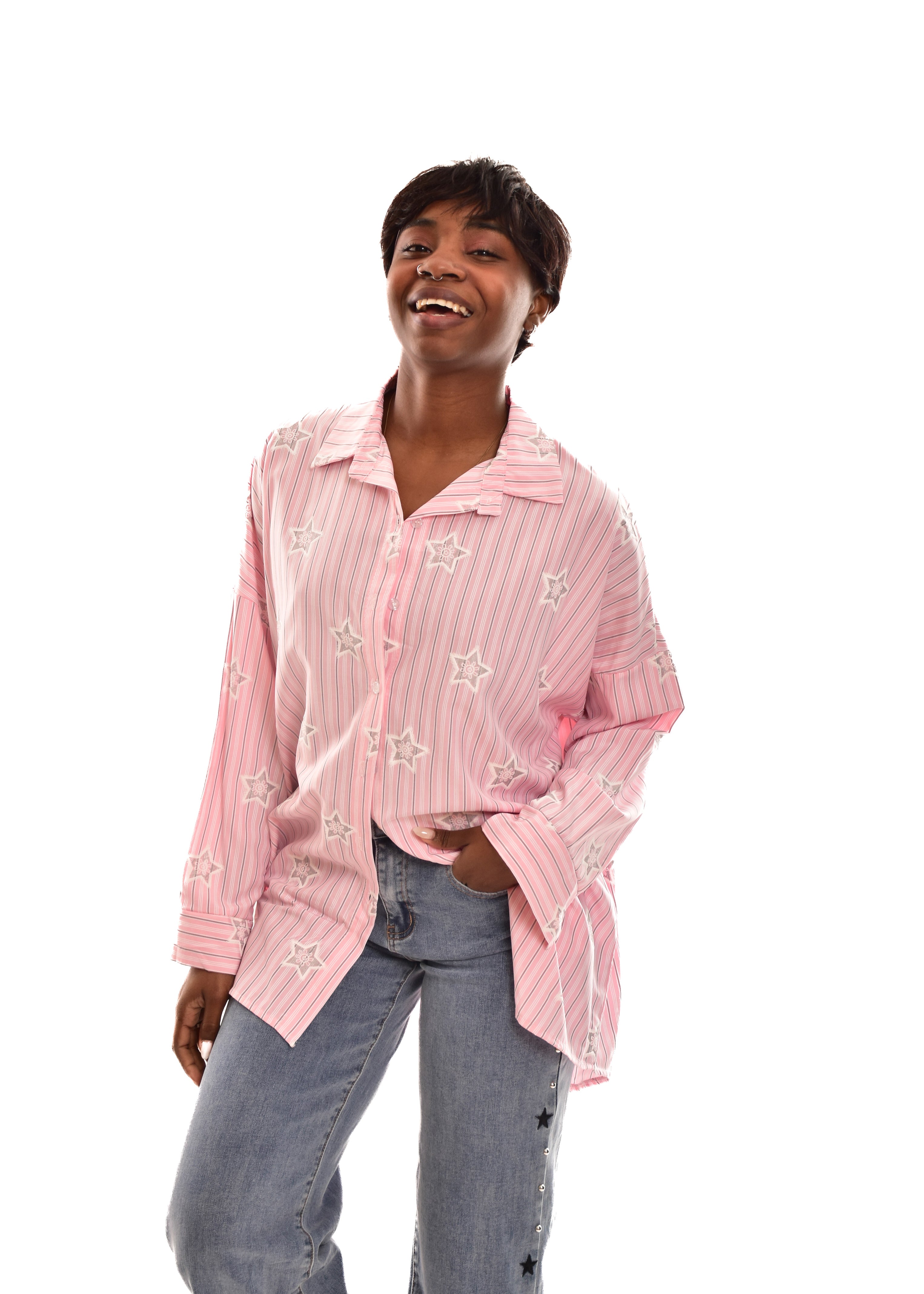 BLUSA ROSA ESTRELLAS