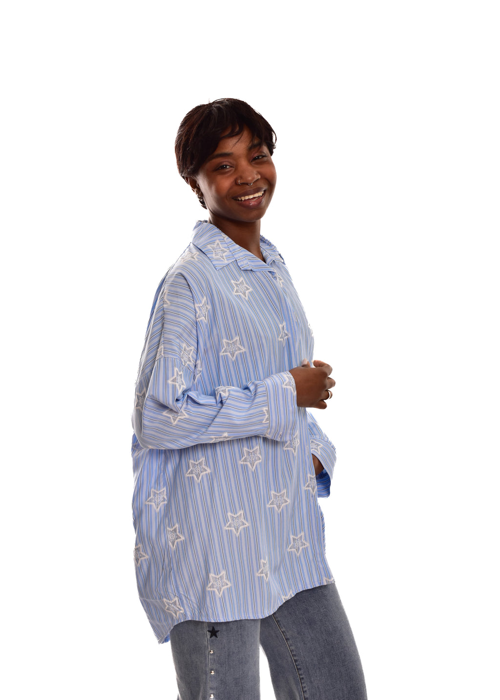 BLUSA AZUL ESTRELLAS