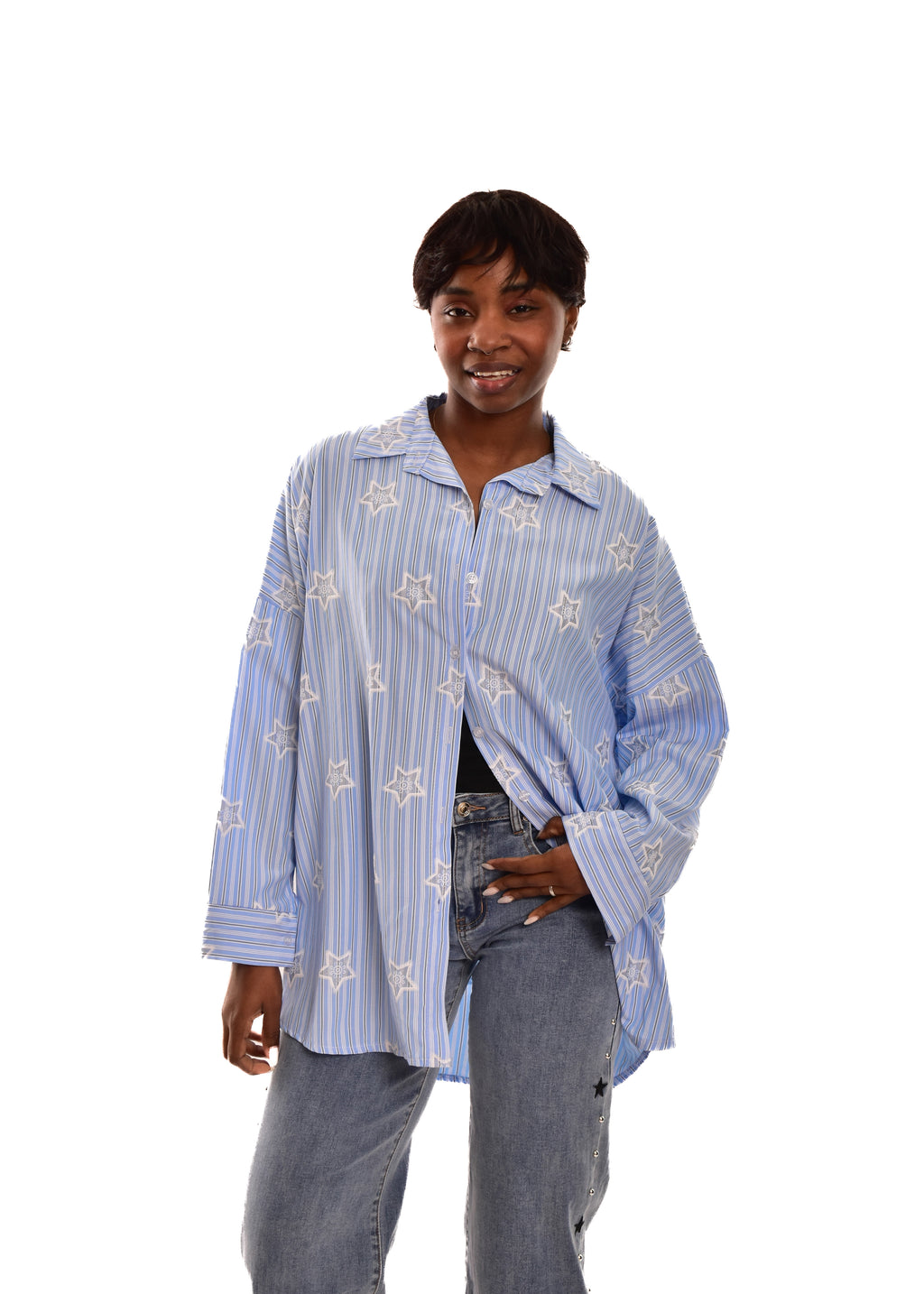 BLUSA AZUL ESTRELLAS