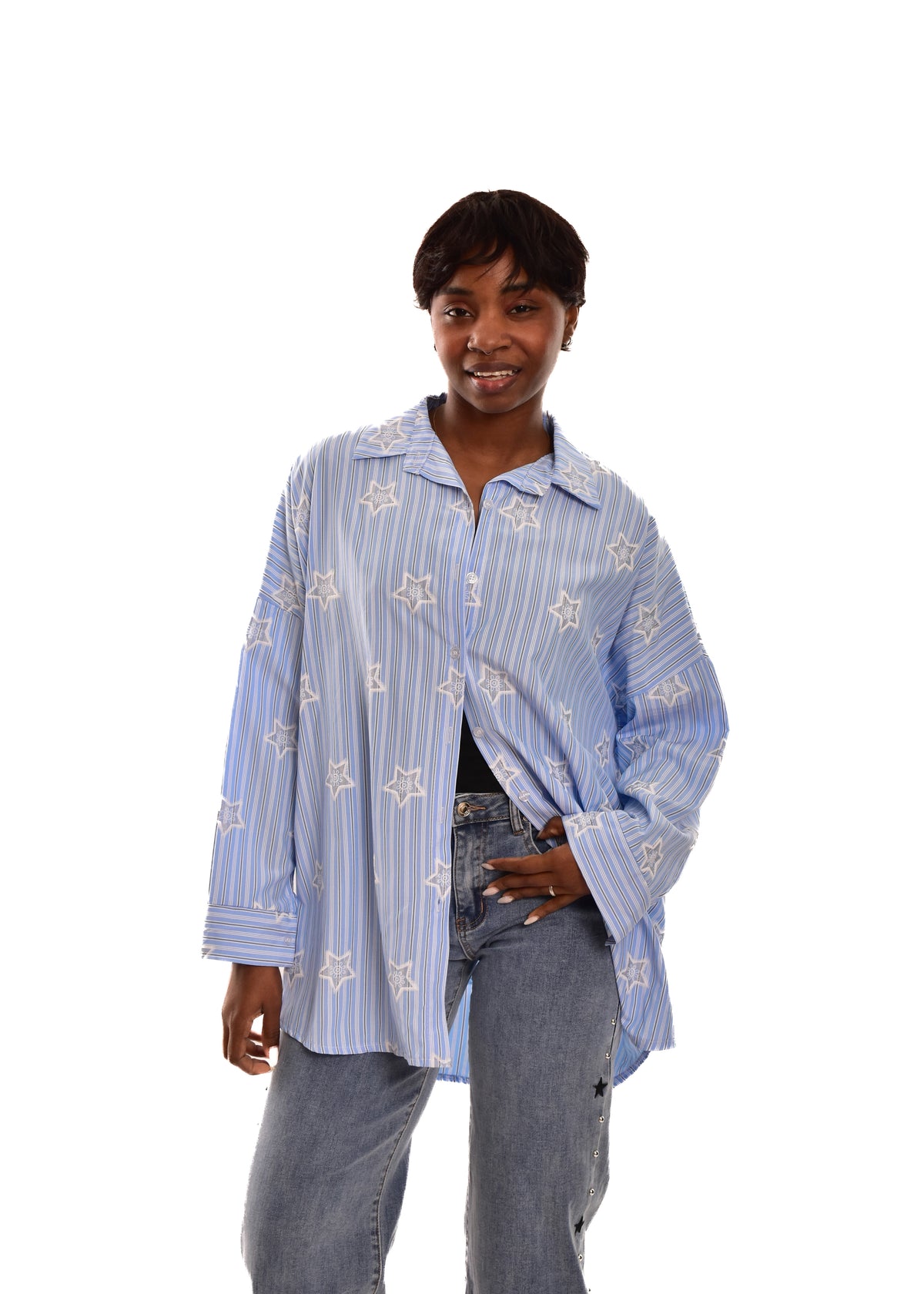 BLUSA AZUL ESTRELLAS