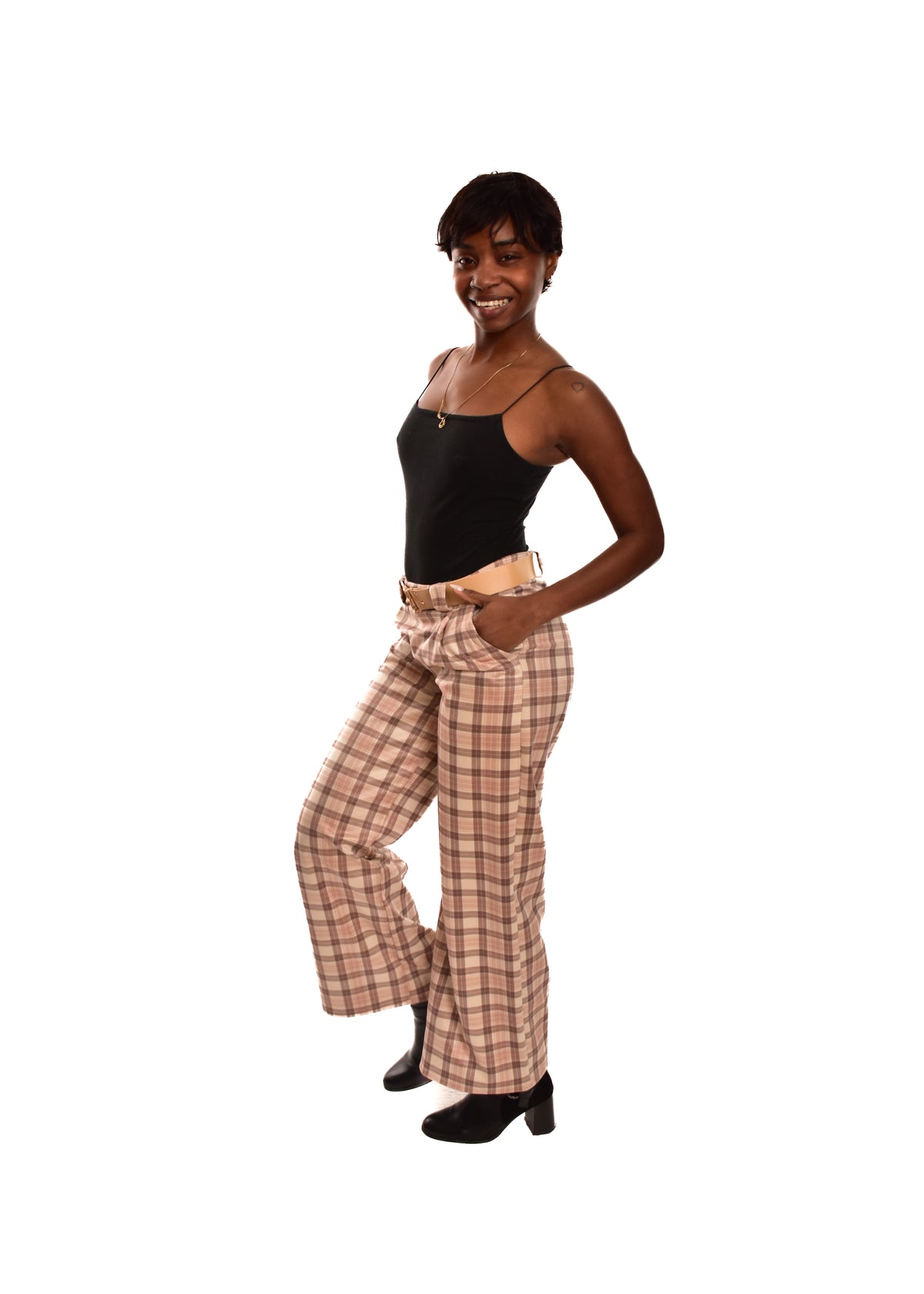 PANTALÓN B CUADROS- BEIGE