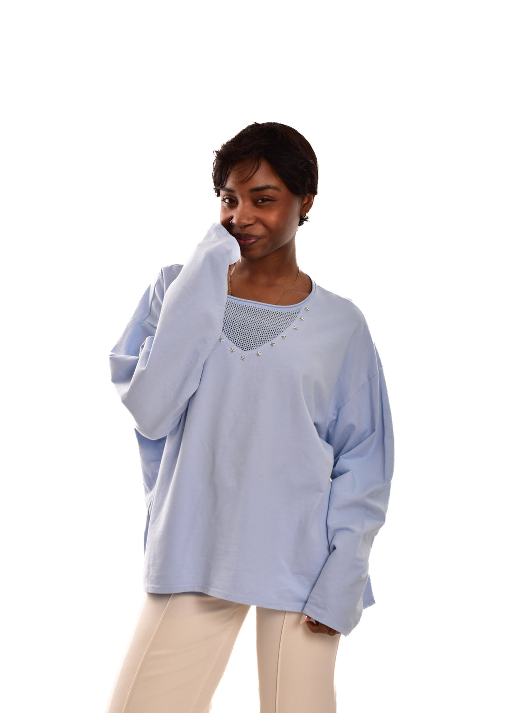 CAMISETA TACHUELAS-AZUL