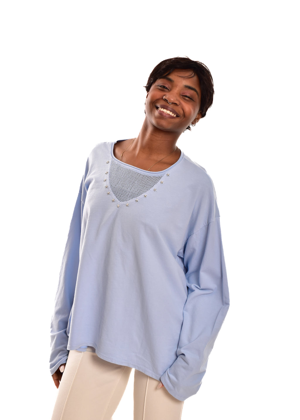 CAMISETA TACHUELAS-AZUL