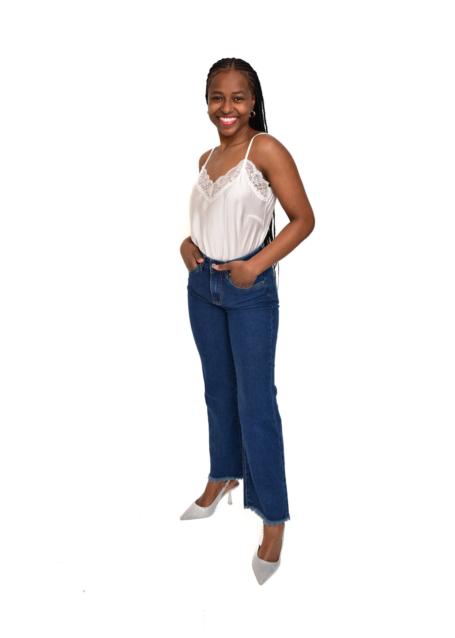 PANTALÓN VIVID DESFLECADO-AZUL