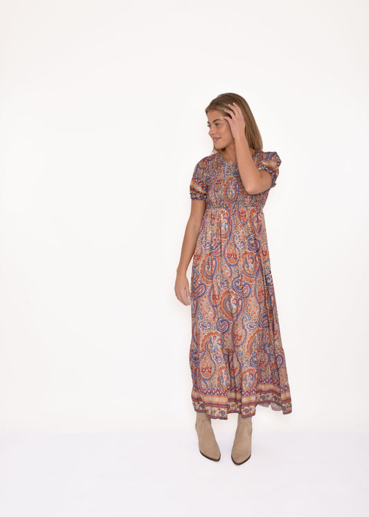 VESTIDO CEBISO/NARANJA-AZUL