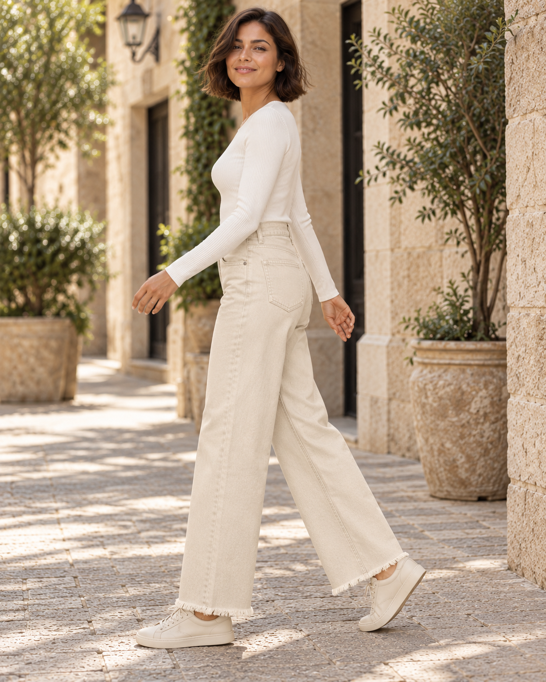 PANTALÓN VIVID DESFLECADO-BEIGE