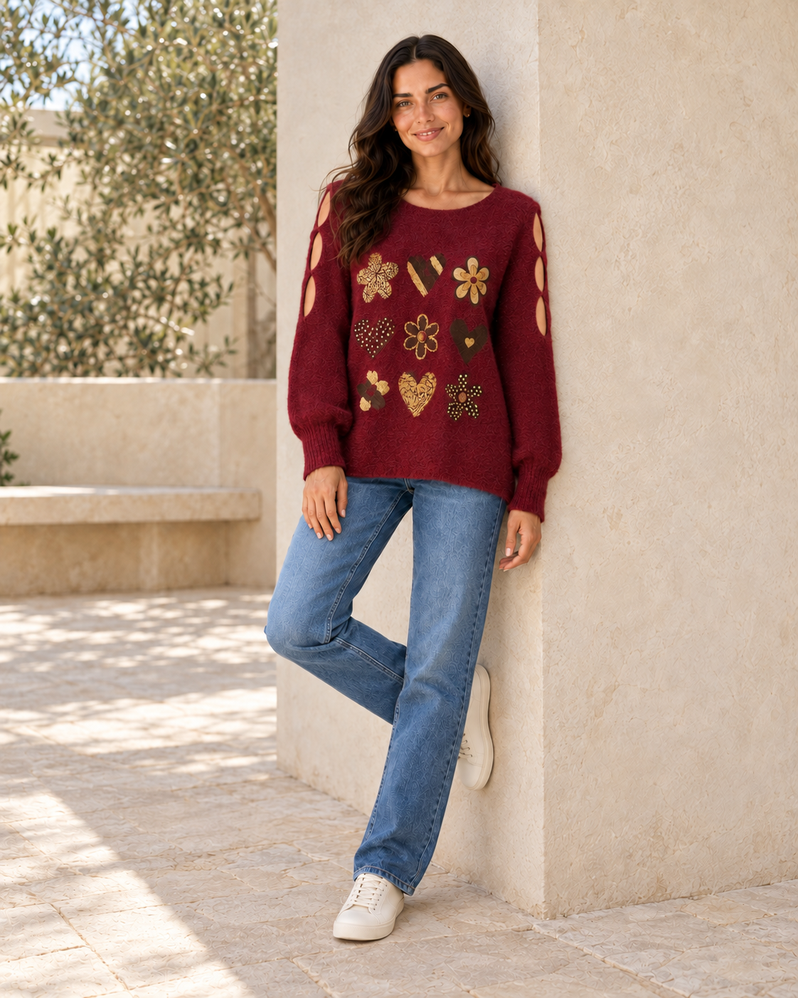 JERSEY LOVE FLOWERS-GRANATE