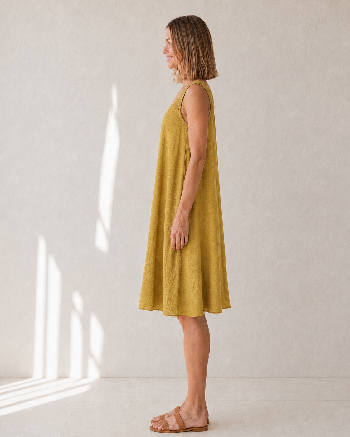 VESTIDO LISO EG-MOSTAZA
