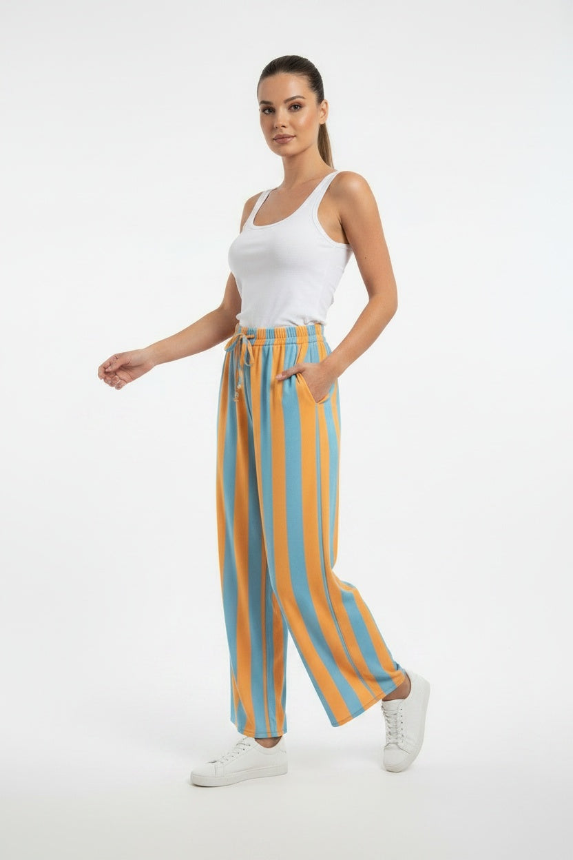 PANTALÓN  RAYAS-TURQUESA
