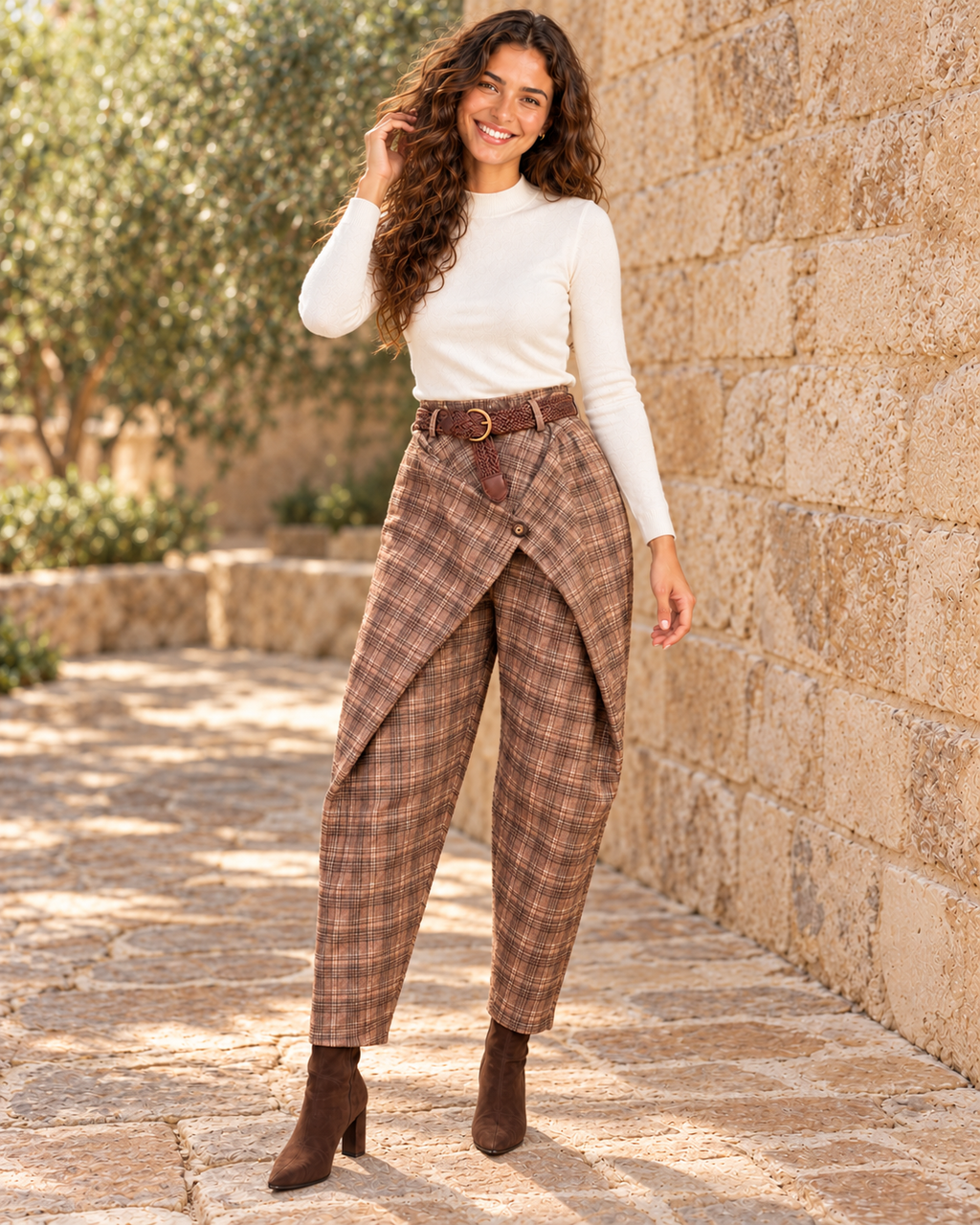 PANTALÓN CUADROS-MARRÓN