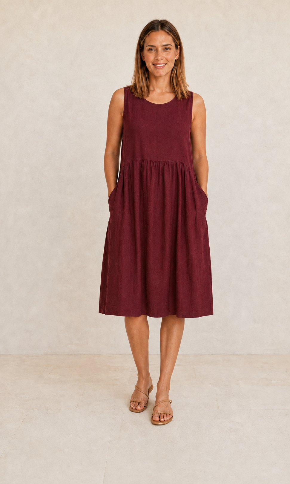 VESTIDO  SAQ-GRANATE