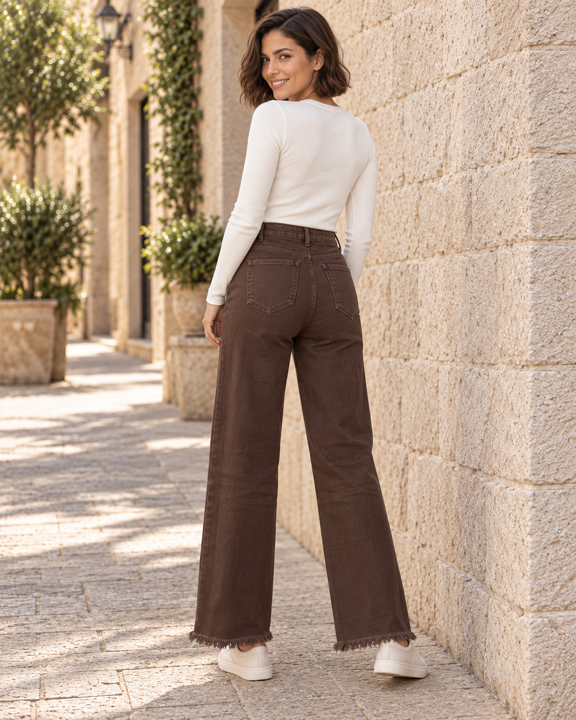 PANTALÓN VIVID DESFLECADO-MARRÓN