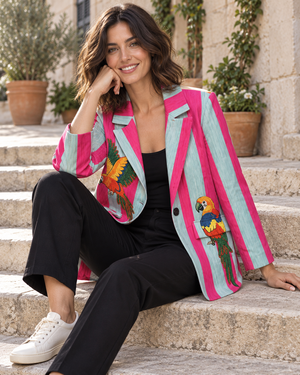 BLAZER RAYAS ROSA/AZUL