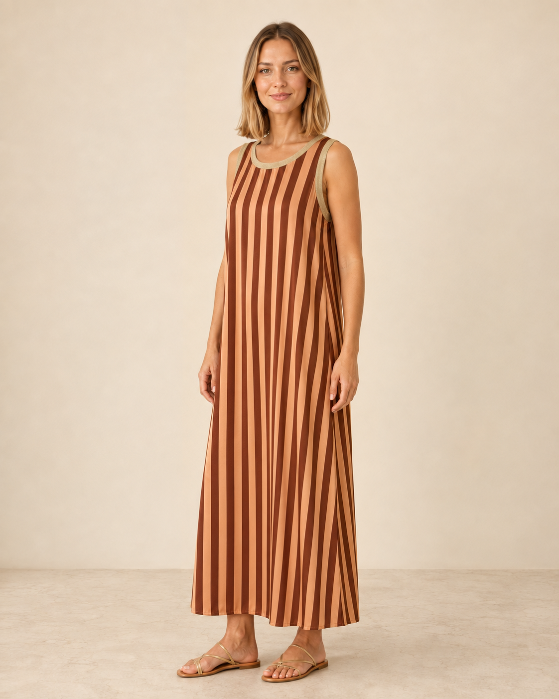 VESTIDO RAYAS GLITTER-NARANJA