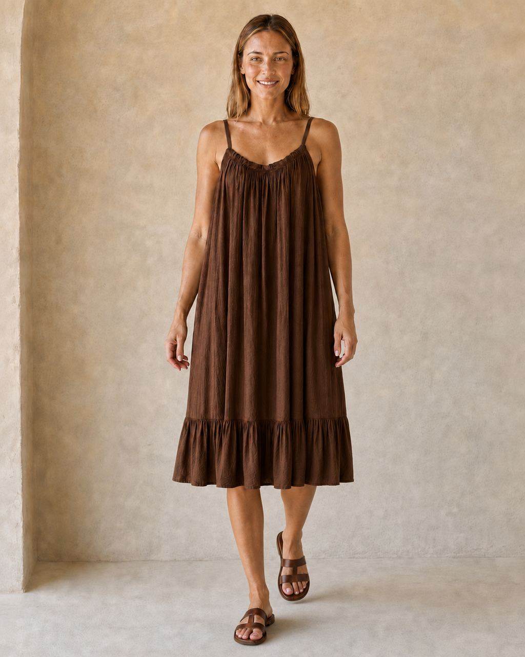 VESTIDO TIRANTE-MARRÓN