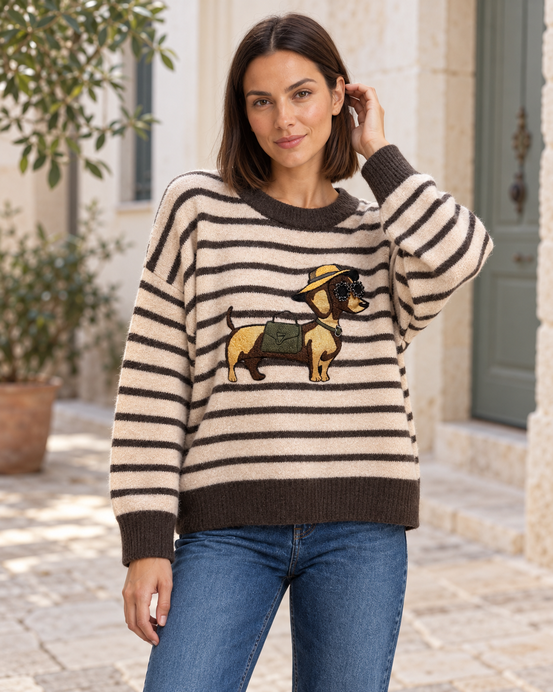 JERSEY  RAYAS DOG-BEIGE/MARRÓN
