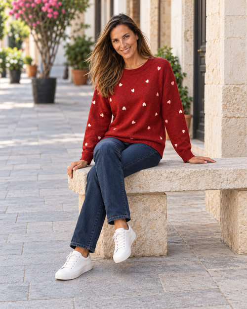JERSEY  CORAZONES-GRANATE