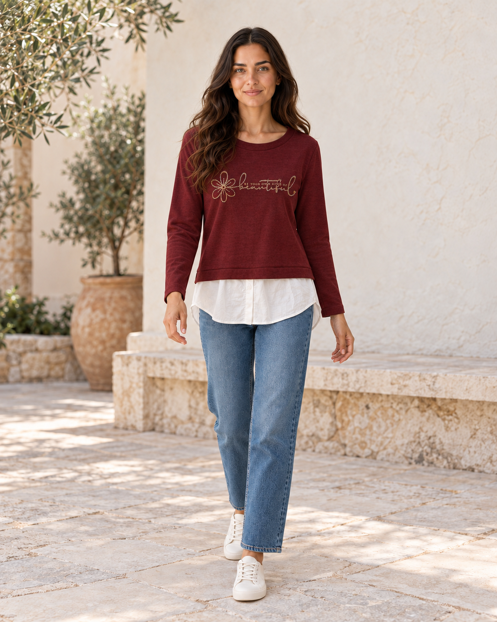 SUDADERA BEAUTIFUL-GRANATE
